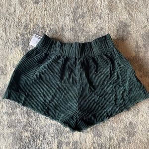 NWT UO sz M green velvet paper bag shorts